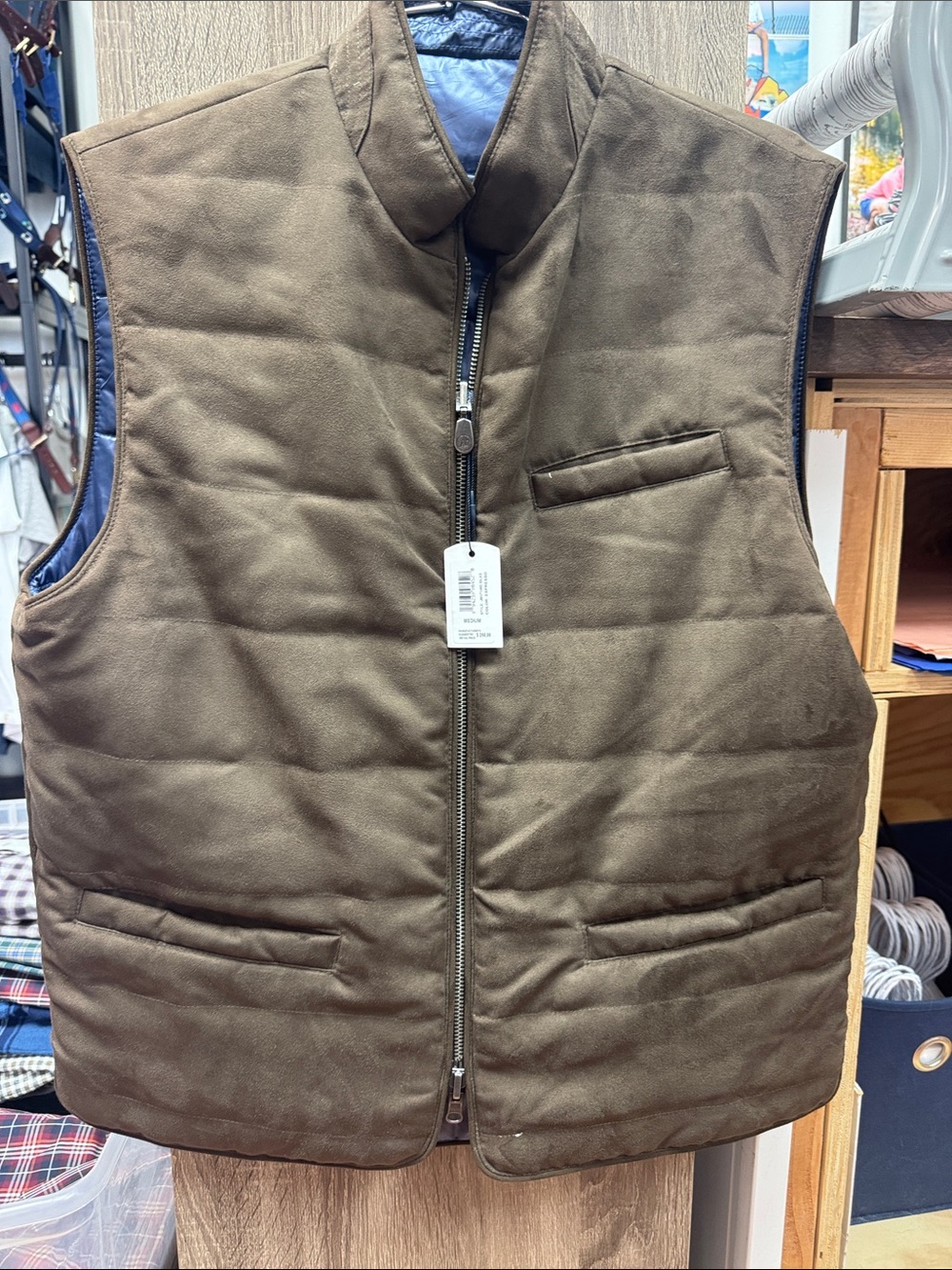 johnnie-O Brown Reversible Quilted Vest